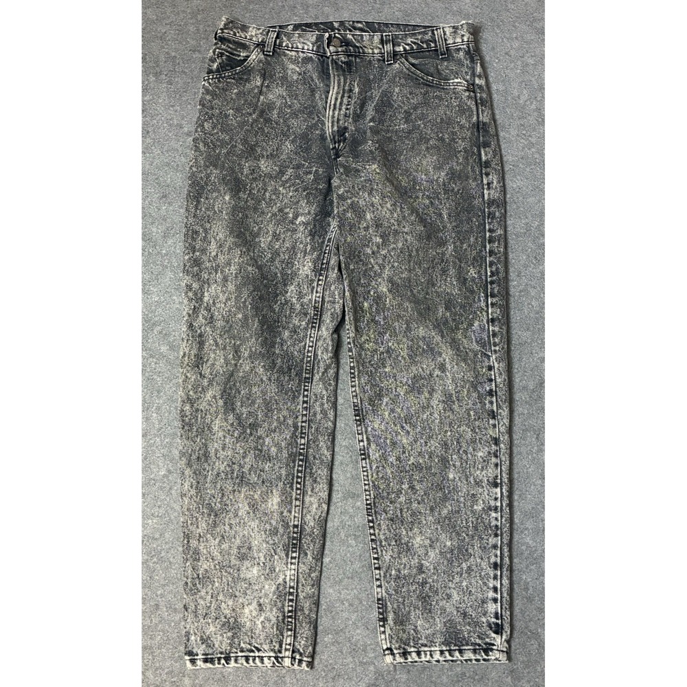 Vintage Levis 550 Relaxed Fit Acid Wash Jeans Mens 34x30 Black Made in USA 80s